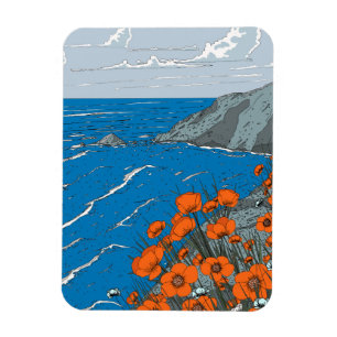 Imán Paisaje de pradera de flores silvestres