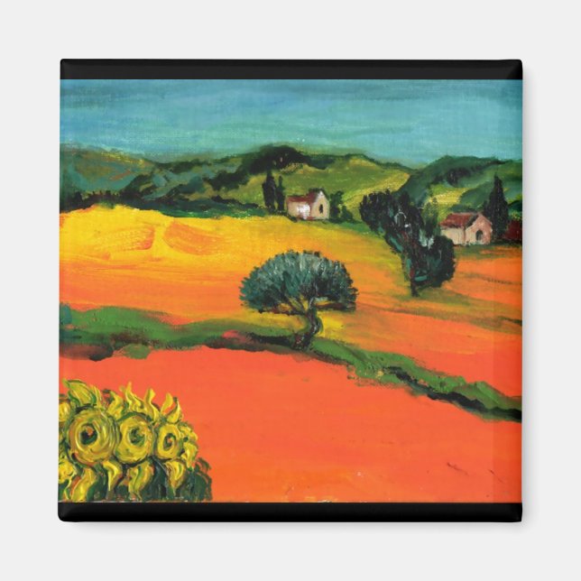 IMÁN PAISAJE DE TOSCANA CON SIMPATIZANTES (Frente)