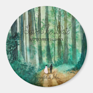 Imán Paisaje del arbolado de la acuarela de la boda