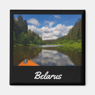Imán Paisaje del bosque del río Naturaleza Bielorrusia