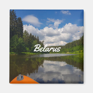 Imán Paisaje del bosque del río Naturaleza Bielorrusia