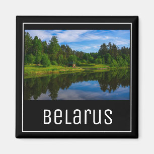 Imán Paisaje del bosque del río Naturaleza Bielorrusia