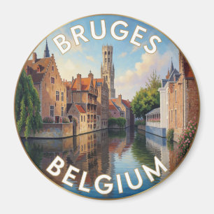 Imán Paisaje del canal medieval de Brujas, Bélgica