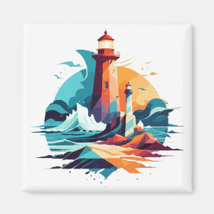 Imán Paisaje del faro Tranquilo Naturaleza Tranquila al