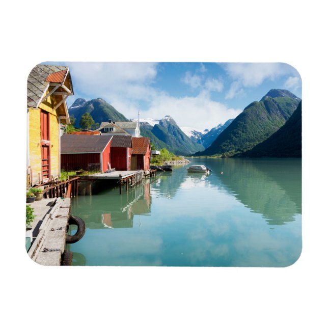 Imán Paisaje del fiordo de Fjaerlandsfjord en Noruega (Horizontal)