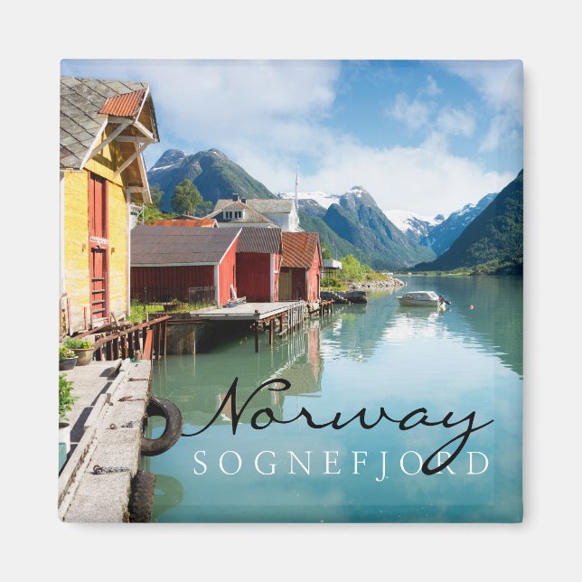 Imán Paisaje del fiordo de Sognefjord en Noruega (Frente)