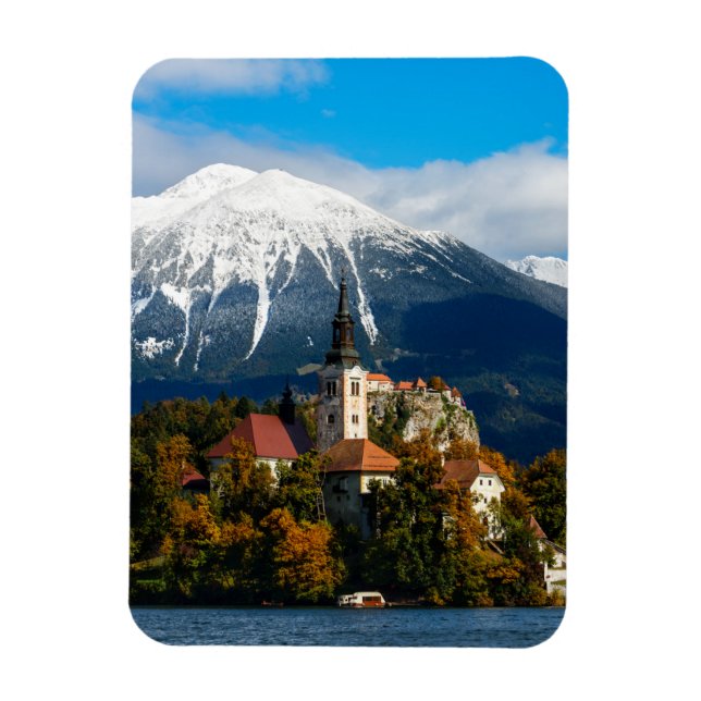 Imán Paisaje del lago Bled en otoño (Vertical)