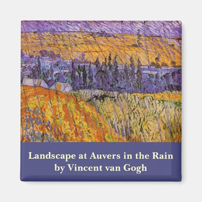Imán Paisaje en Auvers en Lluvia, por Vincent van Gogh (Frente)