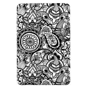 Imán Paisaje floral blanco y negro