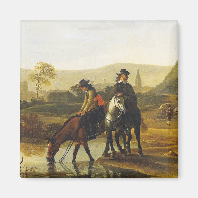 Imán Paisaje fluvial de los conductores Aelbert Cuyp (Frente)
