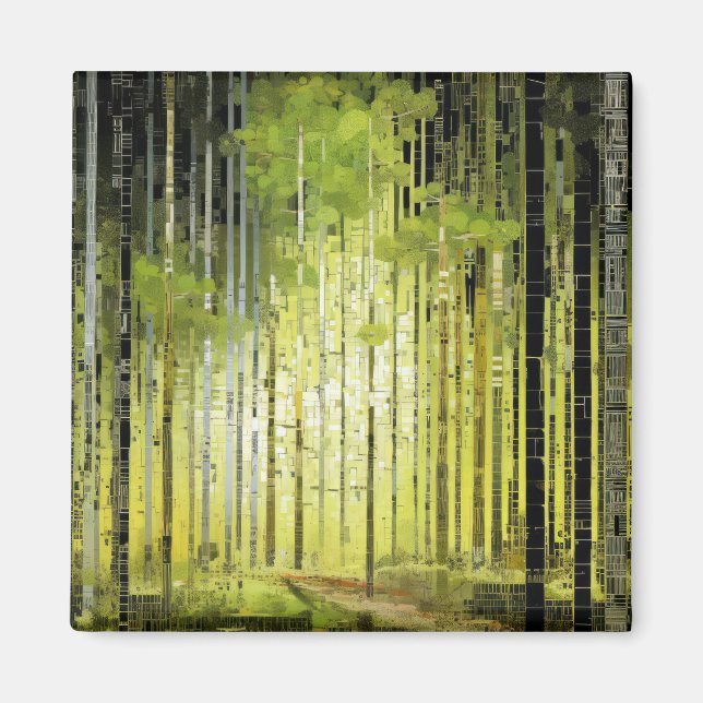 Imán Paisaje Forestal Art Decor Paint Mosaic (Frente)