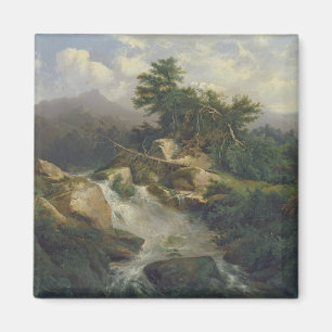 Imán Paisaje forestal con cascada