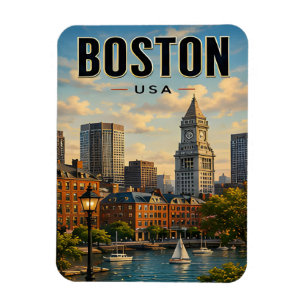 Imán Paisaje histórico del puerto de Boston Massachuset