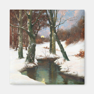 Imán Paisaje invernal con luna en ascenso