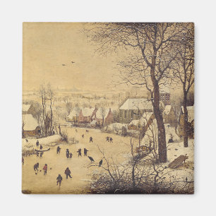 Imán Paisaje invernal con trampa para pájaros de Pieter