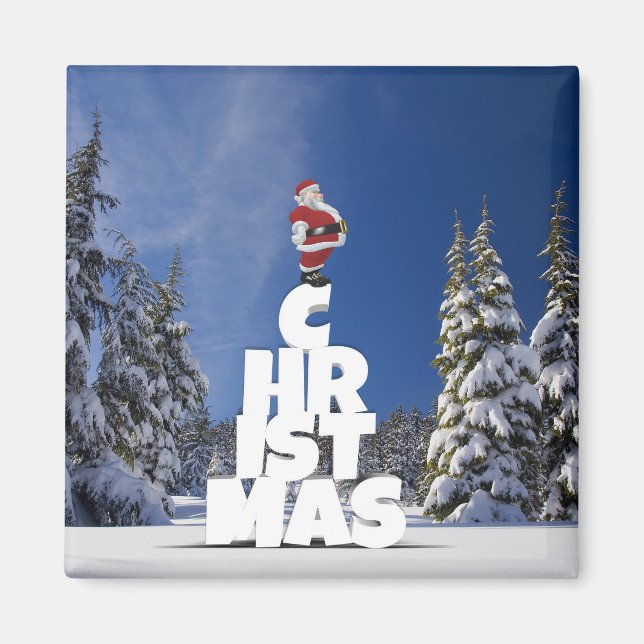 Imán paisaje invernal de los navidades (Frente)