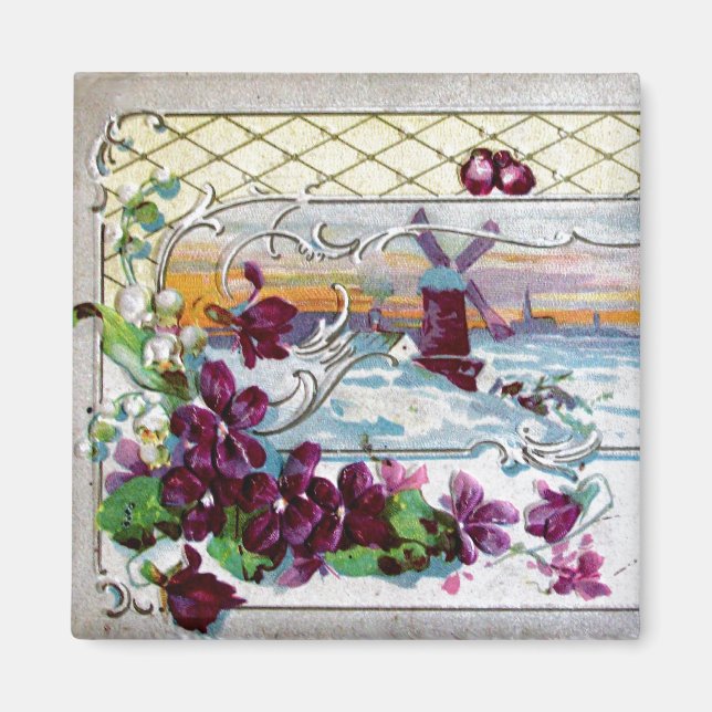 Imán Paisaje invernal de ROMANTICA con paneles (Frente)