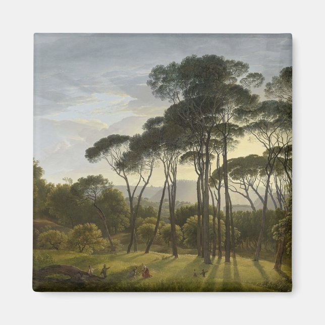 Imán Paisaje italiano con pinos paraguas (Voogd) (Frente)