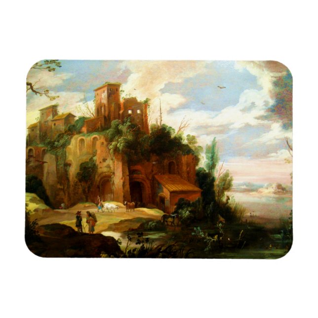 Imán Paisaje italiano con ruinas (Horizontal)