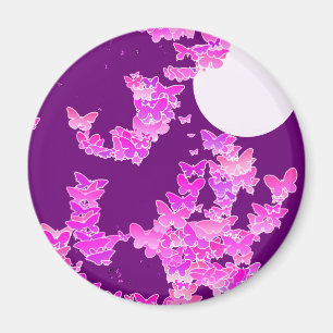 Imán Paisaje lunar con mariposas - orquídea, amatista