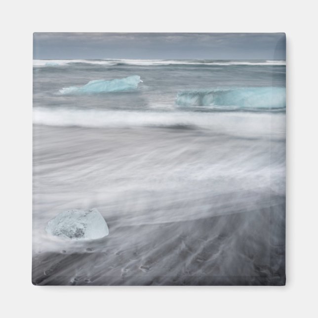 Imán Paisaje marino agitado con hielo, Islandia (Frente)