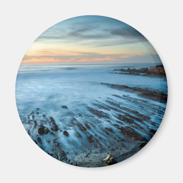 Imán Paisaje marino azul al atardecer, California (Frente)