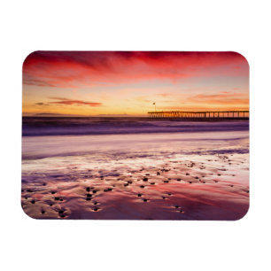 Imán Paisaje marino y muelle al atardecer, CA