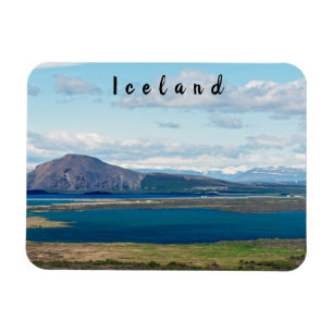 Imán Paisaje matutino de Islandia con granjas en un fio