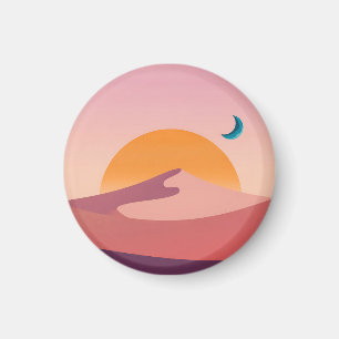 Imán Paisaje minimalista de puesta de sol en el desiert