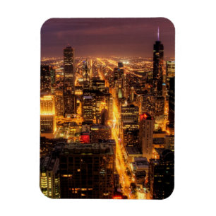 Imán Paisaje nocturno de Chicago