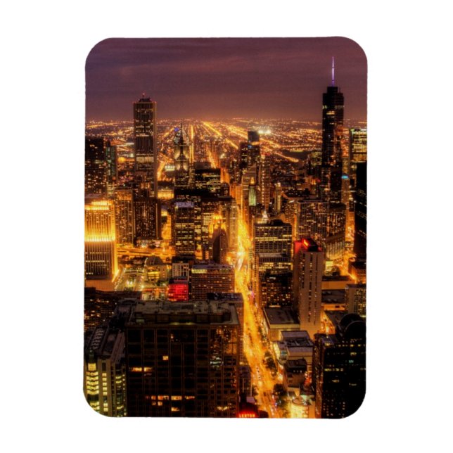 Imán Paisaje nocturno de Chicago (Vertical)