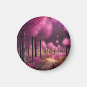 Imán Paisaje nocturno rosado de ensueño