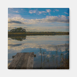 Imán Paisaje paisajístico Lago Cielo Pier Bielorrusia