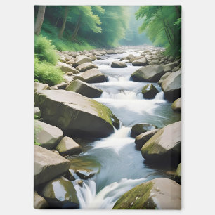 Imán Paisaje pintoresco del río Bosque Naturaleza Tranq
