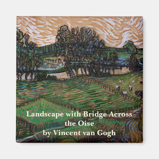 Imán Paisaje, puente sobre Oise por Vincent van Gogh (Frente)