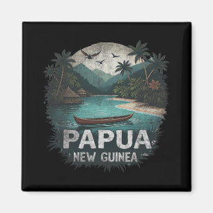 Imán Paisaje Retro de Papua Nueva Guinea Recuerdo Vinta