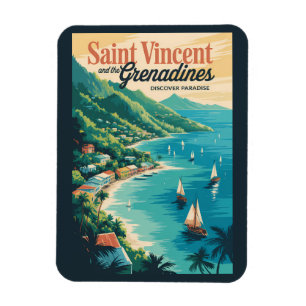 Imán Paisaje Retro de San Vicente y las Granadinas