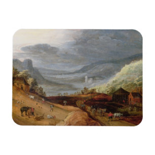 Imán Paisaje rural con un Caballo Campesino, un P