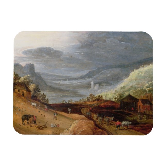 Imán Paisaje rural con un Caballo Campesino, un P (Horizontal)