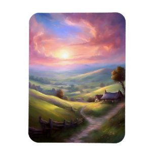 Imán Paisaje Sereno del Campo al Amanecer