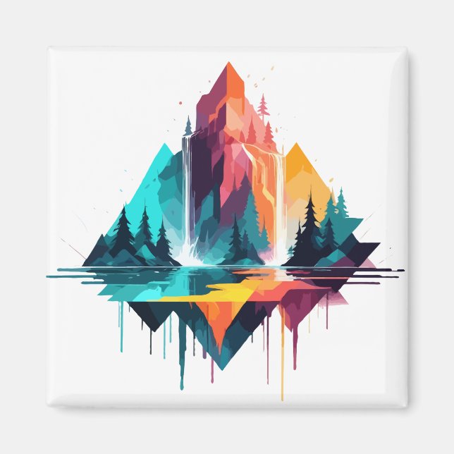 Imán Paisaje Sereno Tranquilo Montañas Naturales Tranqu (Frente)