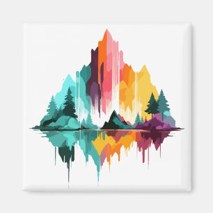 Imán Paisaje Sereno Tranquilo Montañas Naturales Tranqu