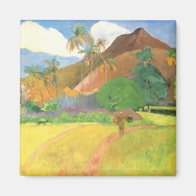 Imán Paisaje tahitiano, montañas Tahiti, Paul Gauguin (Frente)