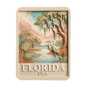Imán Paisaje Textura de Aves de la Fauna de los Evergla
