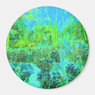 Imán Paisaje Trippy Lime Green y Blue Garden