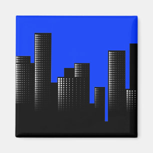 Imán paisaje urbano azul