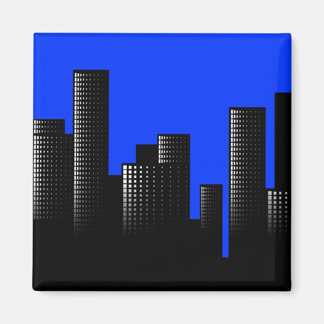Imán paisaje urbano azul (Frente)
