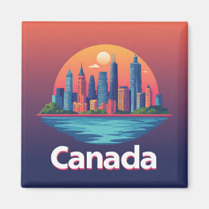 Imán Paisaje urbano de Canadá al atardecer Viaje