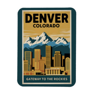 Imán Paisaje urbano de Denver Colorado Arte de viaje Vi