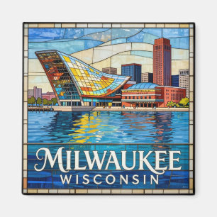 Imán Paisaje urbano de Milwaukee en el lago Michigan 🌊